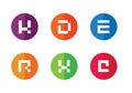 K, D, E, R, X, C Initial Logo Design, Random Set of Colorful Flat IconsK, D, E, R, X, C Initial Logo Design, Random Set of Colorfu Royalty Free Stock Photo