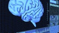 8K 3D Rendered Anatomical Brain Rotating in Brain Analysis Technology HUD concept including digital elements in Blue Color ver.2 Royalty Free Stock Photo
