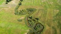 Aerial view of a fields in Mazowsze region, Poland