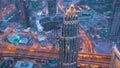 4K Evening To Night Cityscape Skyline. City Traffic View And Skyscraper in Many Lights Lighting. Transition To Night Royalty Free Stock Photo