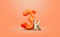 3k follower celebration orange color number with love icon