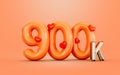 900k follower celebration orange color number with love icon