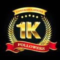 1k follower congratulation ribbon for banner, website and another printing material.