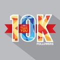 10k Followers Banner For Celebrating Followers Social Media Networks Vector