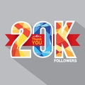 20k Followers Banner For Celebrating Followers Social Media Networks Vector Royalty Free Stock Photo