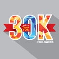 30k Followers Banner For Celebrating Followers Social Media Networks Vector Royalty Free Stock Photo