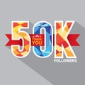 50k Followers Banner For Celebrating Followers Social Media Networks Vector