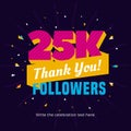 25k followers card banner post template for celebrating many followers in online social media networks.