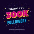 300k followers card banner post template for celebrating many followers in online social media networks.