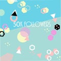 50k followers card banner template for celebrating many followers in online social media networks