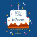 5k followers, thank you vector illustration