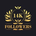 14K Followers celebration design. Luxurious 14K Followers logo for social media followers