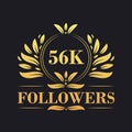 56K Followers celebration design. Luxurious 56K Followers logo for social media followers Royalty Free Stock Photo