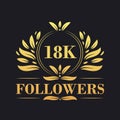 18K Followers celebration design. Luxurious 18K Followers logo for social media followers