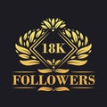 18K Followers celebration design. Luxurious 18K Followers logo for social media followers