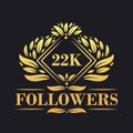 22K Followers celebration design. Luxurious 22K Followers logo for social media followers Royalty Free Stock Photo