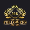 56K Followers celebration design. Luxurious 56K Followers logo for social media followers Royalty Free Stock Photo