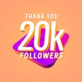 20k followers celebration in social media vector web banner on a light background. Twenty thousand follows icon Isolated