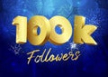 100 k followers 3d fireworks blue