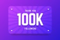 100k followers illustration in gradient violet style.