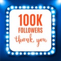 100k followers, social media banner, congratulation, celebration Royalty Free Stock Photo