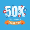 50k followers, social sites post, greeting card Royalty Free Stock Photo