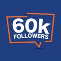 60k Followers Template for Celebrating in Online Social Media Networks Vector