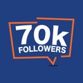 70k Followers Template for Celebrating in Online Social Media Networks Vector