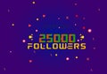 25k followers thank you colorful celebration template. social media 25000 followers achievement banner