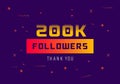 200k followers thank you colorful celebration template. social media 200000 followers achievement