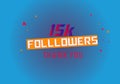 15k followers thank you colorful celebration template. social media followers banner.