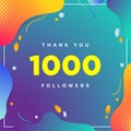 1000 or 1k, followers thank you colorful geometric background number. abstract for Social Network friends, followers, Web user