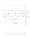 500K followers, thank you. Minimalist typography on white isolated background. Vector template for social media banners