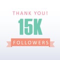 15K followers Thank you number with banner- social media gratitude