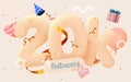 20k or 20000 followers thank you Pink heart, golden confetti and neon signs. Social Network friends, followers, Web user Royalty Free Stock Photo