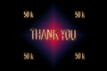 50 k, 50000 followers. thank you for with a special design for your support, 3d render, Golden words effect with Dark black