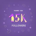 15K followers thank you. Vector illustration.