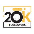 20k followers vector logo design icon vector. Thanks for 20k followers Royalty Free Stock Photo
