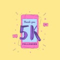 5K Followers thank you banner. Vector illustration.