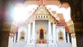 4K footage. The Marble Temple or Wat Benchamabophit Dusit Wanaram in morning time with sun beam on top of church, famous landmark