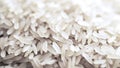 4K footage of rotating extreme close-up uncooked white rice.
