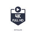 4k fullhd icon on white background. Simple element illustration from cinema concept