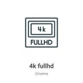 4k fullhd outline vector icon. Thin line black 4k fullhd icon, flat vector simple element illustration from editable cinema