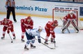 K. Glazachev (47) and E. Jakovlev (92) on faceoff Royalty Free Stock Photo