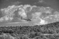Glider landing in monochrome Royalty Free Stock Photo