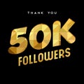 50k gold internet follower number thank you card