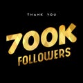 700k gold internet follower number thank you card