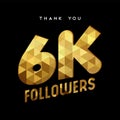 6k gold internet follower number thank you card