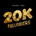 20k gold internet follower number thank you card