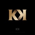 D and K letters. D, K gold monogram. Combination letters in one shape.